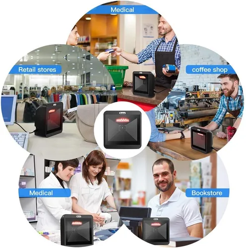 Vista 8 de Eyoyo Escáner de código de barras QR 2D manos libres, lector de código de barras automático 1D de escritorio omnidireccional Ventana de escaneo