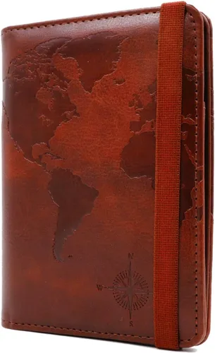 Vista 3 de Kandouren - Funda para pasaporte con bloqueo RFID, cartera para pasaporte para hombres y mujeres, el mejor regalo para viajeros, tarjetas de crédito