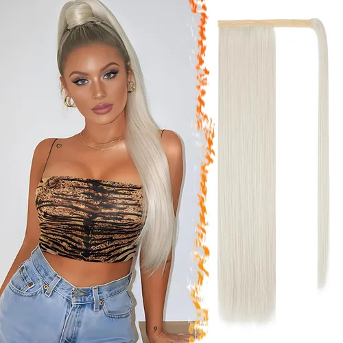 Vista 82 de BARSDAR Extensión de Cola de Caballo Corta y Recta - Extensiones de Cabello de Cola de Caballo con Cordón de 14 Pulgadas en Negro para Mujeres