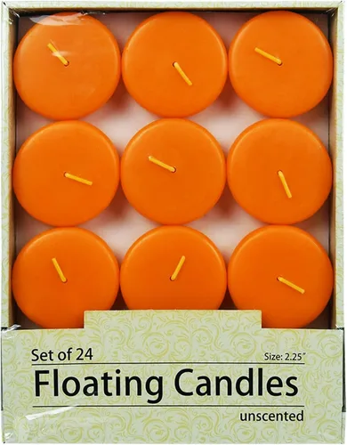 Vista 2 de Zest Candle Velas flotantes de 24 piezas, 2.25 pulgadas, naranja