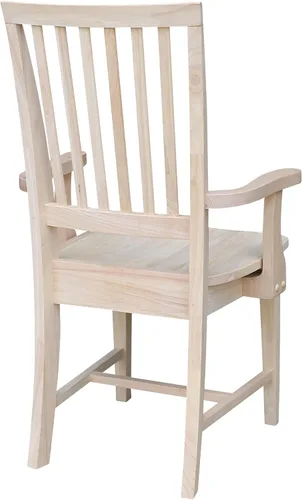 Vista 7 de International Concepts Mission - Silla auxiliar con brazos, madera de parawood maciza, sin terminar