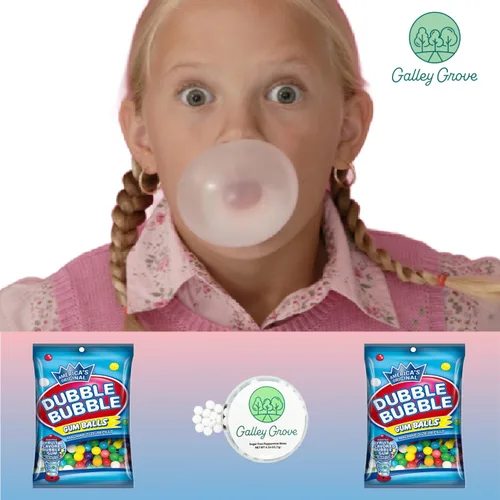 Vista 5 de Recargas de máquina de chicles mini Dubble Bubble 4.4 oz bolsa (paquete de 2), chicle de sabor a fruta surtido de 1/2 pulgada 13mm, paquete