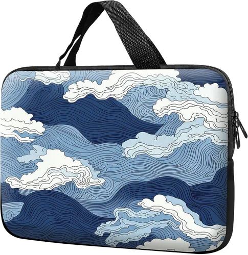 Vista 26 de Funda para laptop con asa de 10 pulgadas, impermeable, diseño de lentes de sol de alpaca, funda para computadora compatible con MacBook Air, Pro
