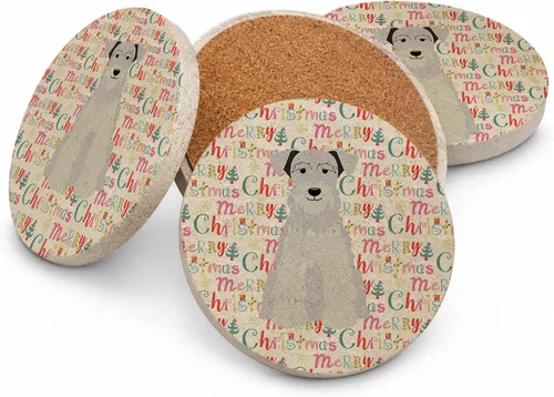 Vista 104 de Abyssinian Sand Terrier Merry Christmas - Posavasos grandes de piedra arenisca (4 unidades)