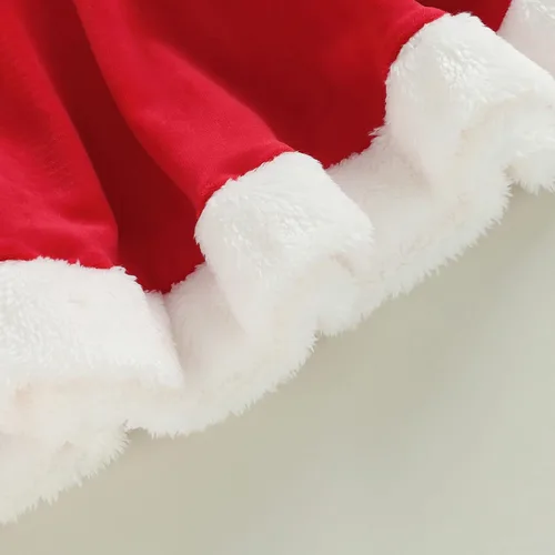 Vista 7 de woshilaocai Vestido de Navidad para niñas pequeñas, vestido de terciopelo con lazo de Papá Noel con sombrero, vestidos de fiesta para fotos