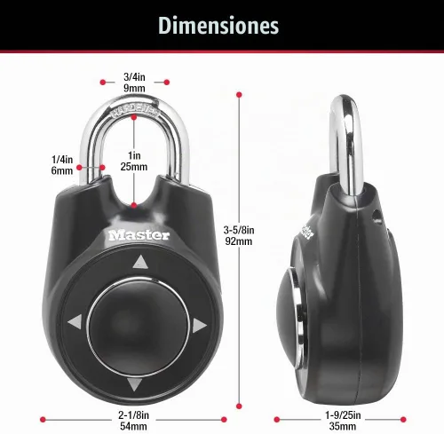 Vista 6 de Master Lock 1500iD Establece Tu Propio Candado de Combinación Direccional, Negro