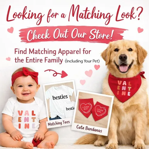 Vista 3 de Be Mine - Bandana de corazón para perro 100% algodón triángulo ajustable Fabricado en Estados Unidos Día de San Valentín Amor y corazones