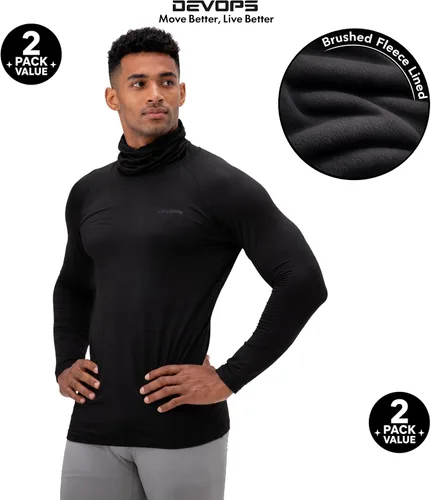 Vista 2 de DEVOPS 2 Pack Men's Thermal Turtle Neck Compression Shirts Long Sleeve negro / negro