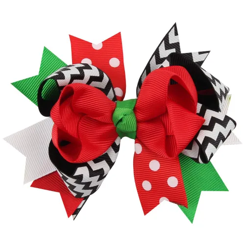 Vista 2 de Himine 9 piezas de accesorios de horquilla de lazo de dibujos animados de Halloween Navidad para niñas (Navidad)
