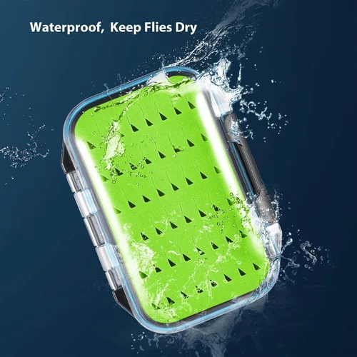 Vista 3 de Gonex Cajas de pesca con mosca para cajas de jig de pesca con mosca de dos caras, caja de pesca con mosca impermeable y ligera, tapa transparente