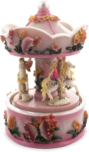 Vista 7 de Figura musical de carrusel floral de hadas rosa