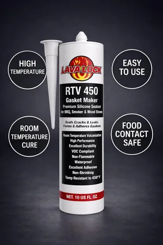 Vista 3 de LavaLock RTV - Sellador adhesivo para ahumador de barbacoa de alta temperatura, cartucho de 10 onzas (450 F, color negro)