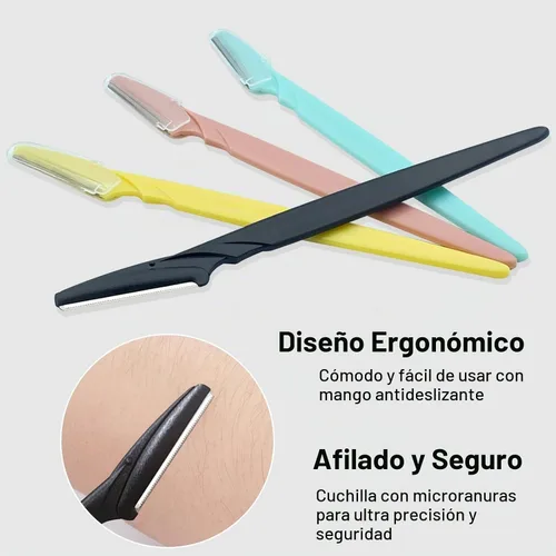 Vista 5 de Maquinilla de afeitar de cejas para mujer, 4 piezas de afeitar Dermaplane para mujer, multiusos, moldeador de pelo facial