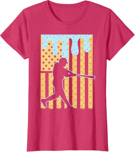 Vista 7 de Camiseta de béisbol Drip Boys Dripping Ice Cream Baseball American Flag, Negro -, Pequeña