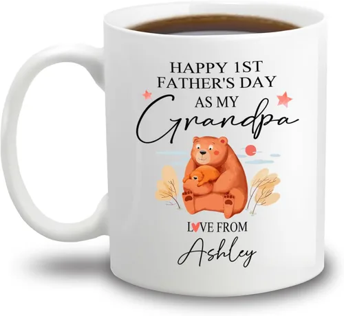 Vista 11 de Taza de café de cerámica con texto en inglés «Best Grandpa Add Photo », regalos para abuelo, abuelo, papá, amapola, Día del Padre, taza de café