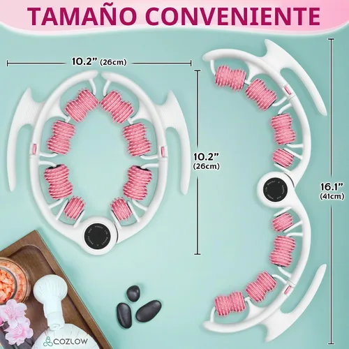 Vista 4 de COZLOW Rodillo de masaje para celulitis - Rosa - Masajeador anticelulítico con asas de rodillo desmontables para muslos, piernas y glúteos