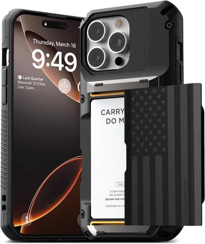 Vista 40 de VRS DESIGN Damda Glide Pro - Funda para iPhone 12 Pro Max, con [4 tarjetas] Premium Robusta [Semiautomática] Funda para tarjeta de crédito