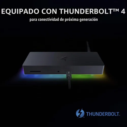 Vista 2 de Razer Base Thunderbolt 4, 10 puertos, USB-A, USB-C, 2.5 GbE, negro