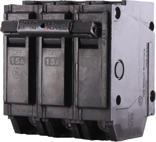 Vista 2 de GE THQL32015 Tipo de montaje enchufable THQL Disyuntor de caja moldeada 3 polos 15 amperios 240 voltios CA