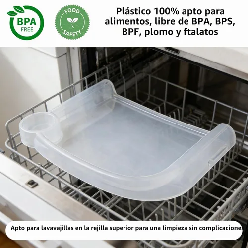 Vista 4 de Bandeja de comedor de plástico transparente para silla de mesa rápida Ingle-sina
