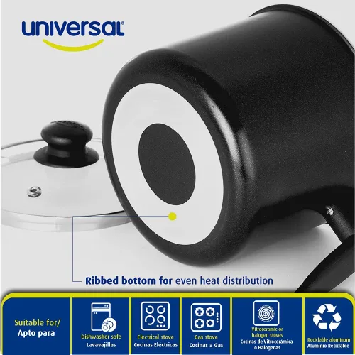 Vista 7 de Universal Jarra de leche antiadherente (51 onzas - 1.6 cuartos de galón) con tapa de vidrio, jarra de espuma de aluminio