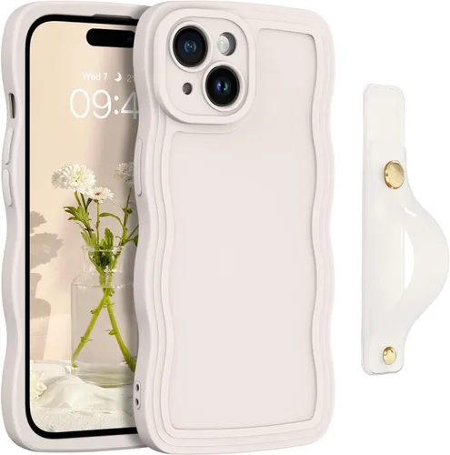 Vista 39 de GUAGUA Funda para iPhone SE 2022/2020, Funda para Teléfono iPhone 7/8 Diseño Lindo de Forma de Onda Rizada TPU Suave con Correa de Muñeca Soporte