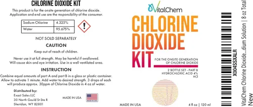 Vista 8 de Kit de dióxido de cloro Botellas de vidrio con goteros Ácido clorhídrico 4-5% (HCl) y solución de sodio 8 oz en total