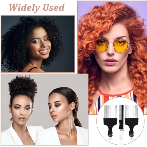 Vista 6 de 3 peines de elevación de cabello con puntas de metal para mujeres, peine de levantamiento de pelo fino con púa de metal, peines para peluquería