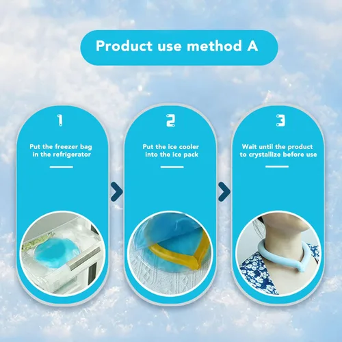 Vista 3 de Tubo de enfriamiento para el cuello, collar de hielo reutilizable, anillo frío duradero para el cuello, enfriamiento corporal portátil para Azul