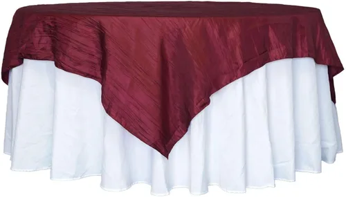 Vista 18 de Efavormart - Mantel cuadrado de tafetán arrugado de acordeón beige de 72 x 72 pulgadas