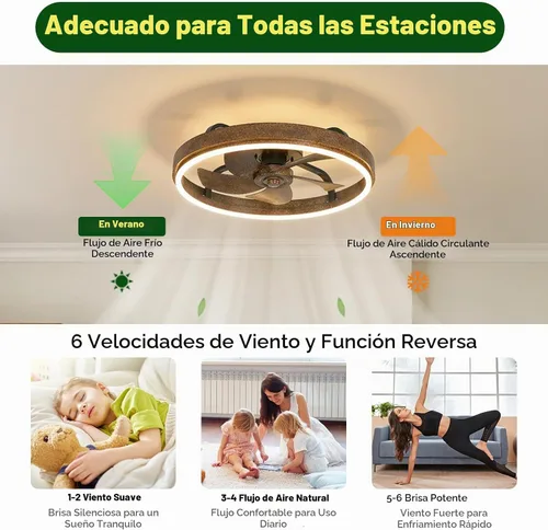 Vista 7 de Ventilador de techo de 20 pulgadas de perfil bajo con LED regulable