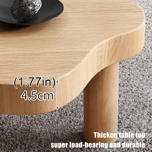 Vista 4 de HM&DX Mesa auxiliar de madera irregular con forma de nube, mesa auxiliar gruesa de esquina redonda, mesa de cóctel moderna con 3 patas para muebles