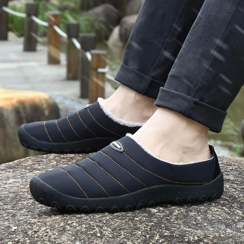 Vista 8 de UBFEN - Pantuflas cálidas de invierno para hombre y mujer con forro de felpa mullida, zapatos de casa con suela de goma antideslizante