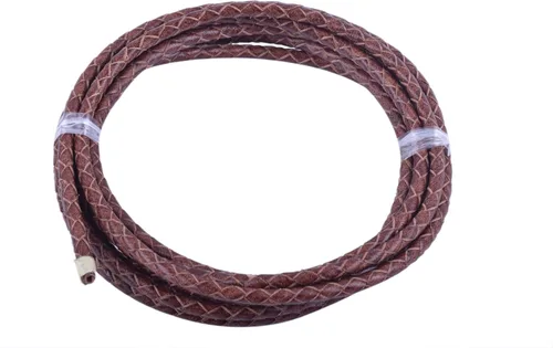 Vista 14 de 2 yardas 8.0mm Cordón redondo de cuero trenzado auténtico marrón antiguo para corbata de bolo