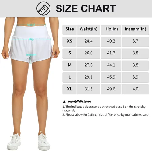 Vista 7 de Haowind Pantalones cortos para correr para mujer con bolsillos, cintura alta, pantalones deportivos atléticos, de secado rápido, pantalones cortos