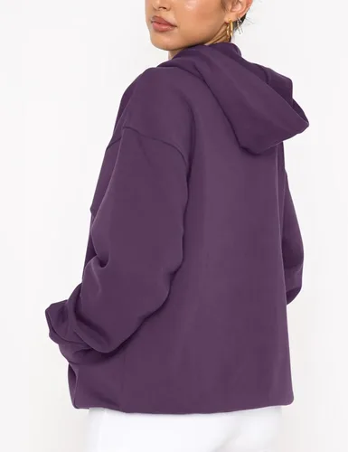 Vista 4 de Orchidays Sudaderas básicas de manga larga con capucha para mujer, sudaderas ajustadas de gran tamaño con bolsillo