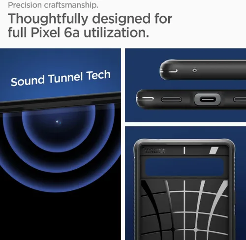 Vista 7 de Spigen Rugged Armor diseñado para Pixel 6a Case (2022) - Negro mate