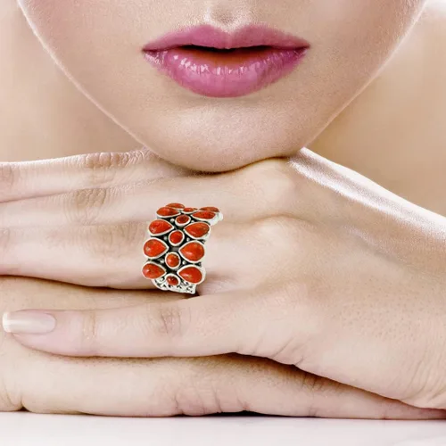 Vista 2 de Anillo turquesa de plata de ley 925, piedras preciosas auténticas, tamaño 6 a 11 (elige el color)