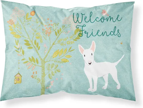 Vista 104 de Caroline's Treasures BB7625PILLOWCASE - Funda de almohada decorativa de tela con texto en inglés "Welcome Friends" Airedale Terrier estándar
