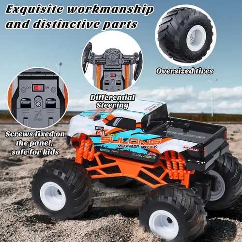 Vista 5 de Camión monstruo RC a escala 1:16 - Camión todo terreno de 2.4GHz para niños de 4 a 12 años, camión RC todoterreno de 20 Km/h, regalo de Navidad