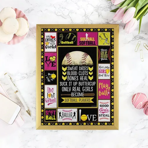 Vista 3 de QAZWSX Kits de pintura de diamantes de sóftbol divertido secado de sudor gráfico pintura de diamantes DIY 5D arte de gemas para adultos niñas