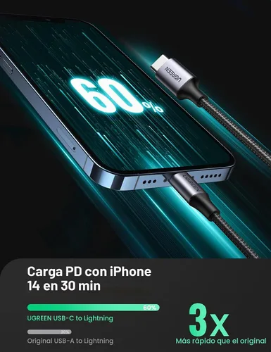 Vista 2 de UGREEN Cable USB C a Lightning de 3 pies - Cable Lightning con certificación MFi compatible con iPhone 14/14 Pro/14 Pro Max, iPhone