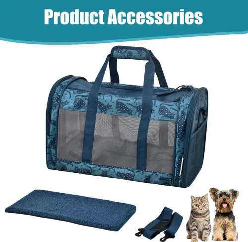 Vista 6 de Transportador de Mascotas de Lados Suaves para Perros Pequeños, Gatos, Cachorros, Transportadores de Gatos Aprobados por Aerolíneas, Transportador
