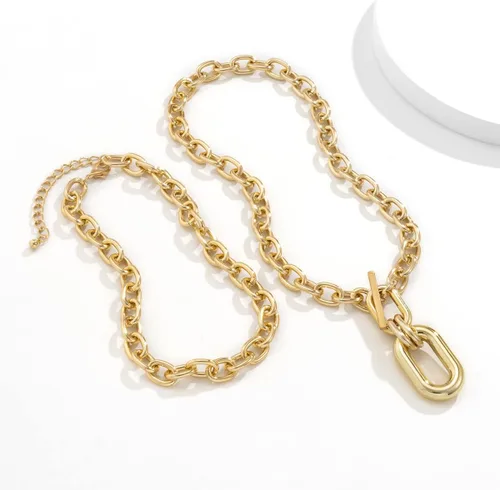 Vista 4 de Gargantilla punk, collar de eslabones de cadena gruesa para mujer