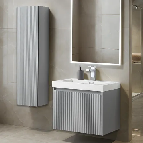 Vista 18 de Blossom Lavabo de baño de 20 pulgadas con tocador, todo en madera montado en la pared, gabinete flotante de baño con tocador con fregadero