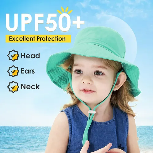 Vista 2 de Zando Toddler Sun Hat for Baby Sun Hats UPF 50+ Adjustable Baby Sun Protection Bucket Hat Toddler Bucket Hats for Boys Girls