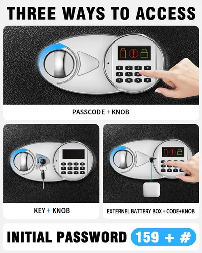 Vista 4 de TOTOY 2.0 Cu Ft Steel Fireproof Safe Lock Box For Home with Fire proof Bag Electronic Keypad, LED Sensor Light, Removable Shelf, External