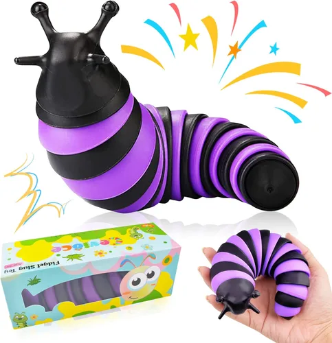 Vista 10 de Cevioce Juguete Fidget de Babosa, Juguete Sensorial Fidget de Babosa para Niños y Adultos, 2 Piezas de Lindos Juguetes Sensoriales Articulados en 3D