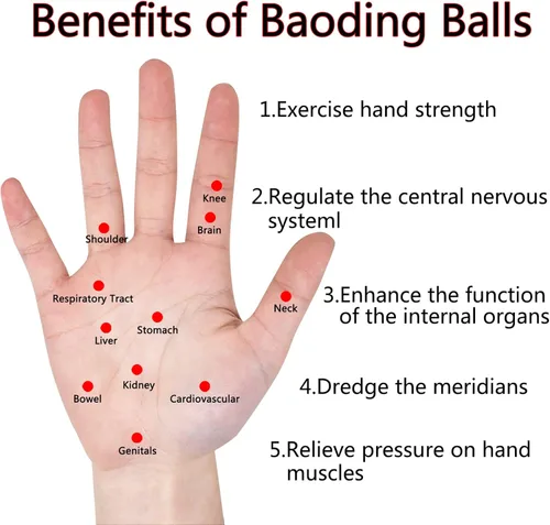 Vista 4 de Fengshuibringluck Bolas de salud chinas Baoding de cristal natural de 1.6 pulgadas para terapia de manos, ejercicio y alivio del estrés