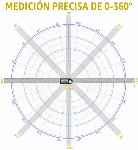 Vista 3 de Delgada Herramienta de Buscador de Ángulo Digital de 12 pulgadas/300mm Regla de Ángulo Digital Transportador de Ángulo de Acero Inoxidable